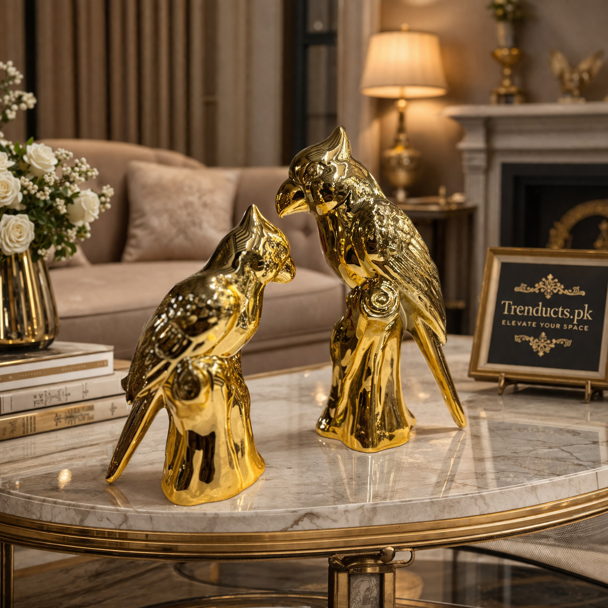 Majestic Parrot Ceramic Decor Set – 2 Piece Premium Collection