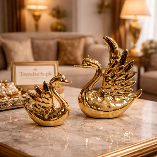 Elegant Swan Ceramic Decor – 2 Piece Luxury Set