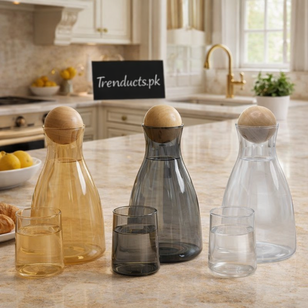 ECHOU Premium Imported Glass Water Set – Minimalist Elegance (Random Color)