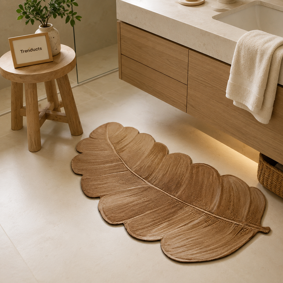 Premium Leaf Non-Slip Bath Mat with Rubber Base