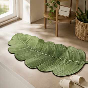 Premium Leaf Non-Slip Bath Mat with Rubber Base