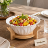 Premium Ceramic Bowl with Wooden Stand