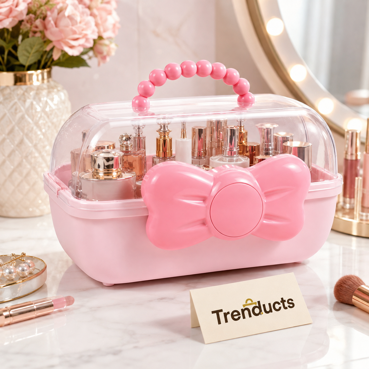 Portable Makeup Organizer with Clear Lid