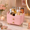 Makeup Organizer with 2 Drawers & Gold Legs – Pink