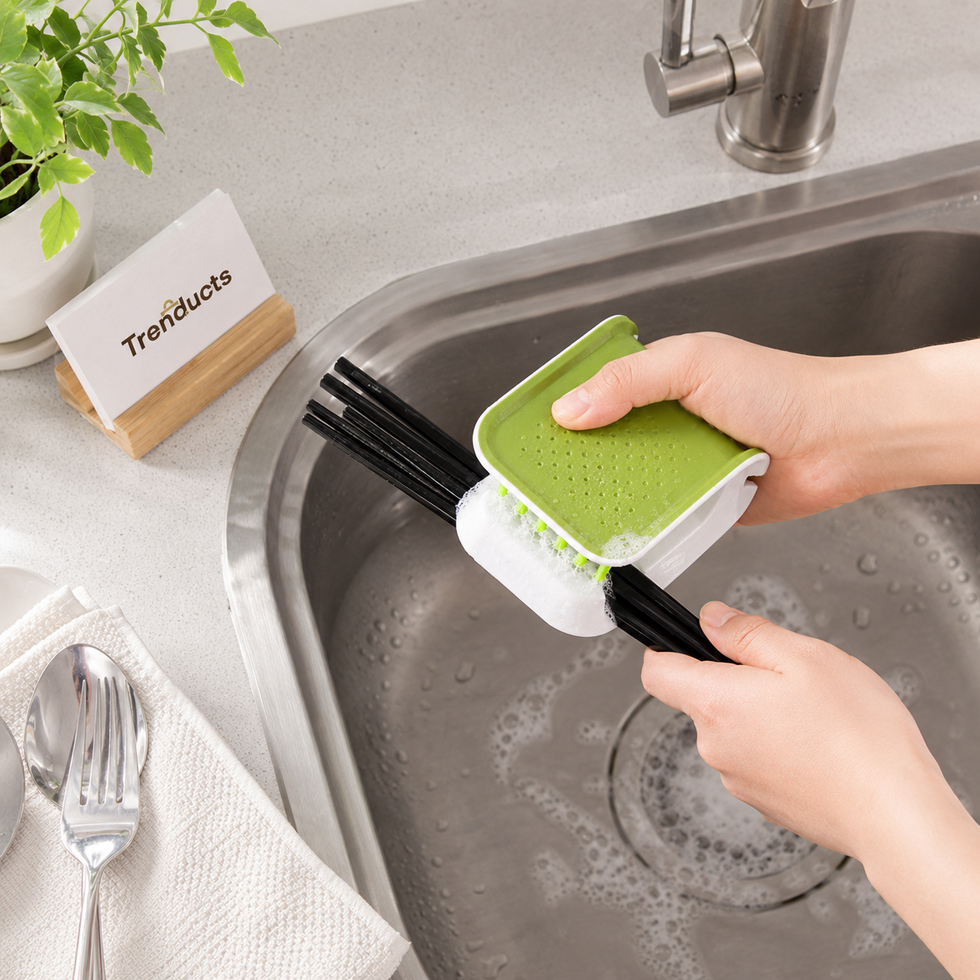 U-Shaped Cutlery Cleaning Brush – Double-Sided Kitchen Knife & Tableware Scrubber