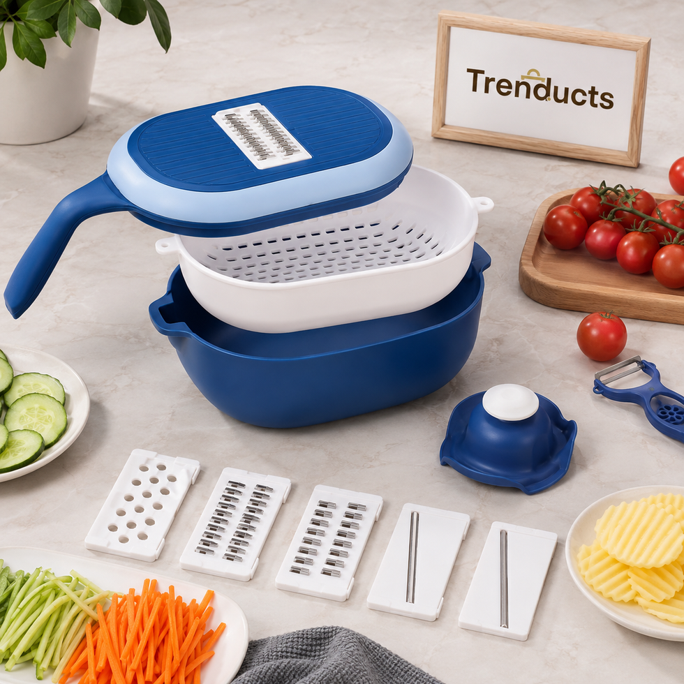 360 Rotate Vegetable Cutter & Chopper with Basket | 8-Blade