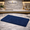 Trenducts royal blue multipurpose anti-slip mat being used as a kitchen floor rug and a dining table protector.