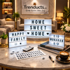 Trenducts A4 LED message board tabletop sign with black letters and cool white glow for home and office decor.