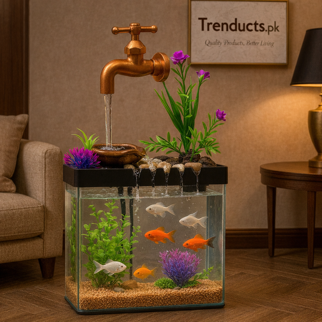 Electric Fish Aquarium Fountain – LED Desktop Water Feature ZZ