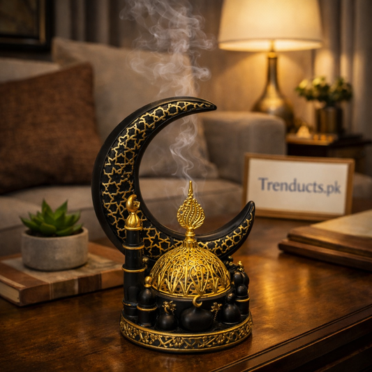 "Premium white porcelain Luban Dan incense burner with traditional lid."

"Ceramic Bakhoor burner for oud and frankincense in a modern Pakistani home."
