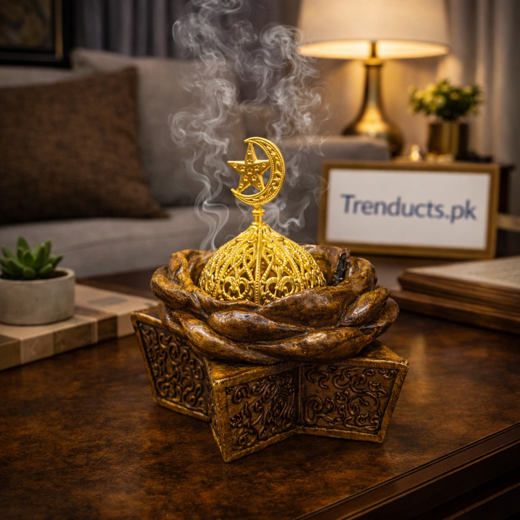 Premium Porcelain Luban Dan – Luxury Metallic Incense Burner for Oud & Bakhoor ZZ