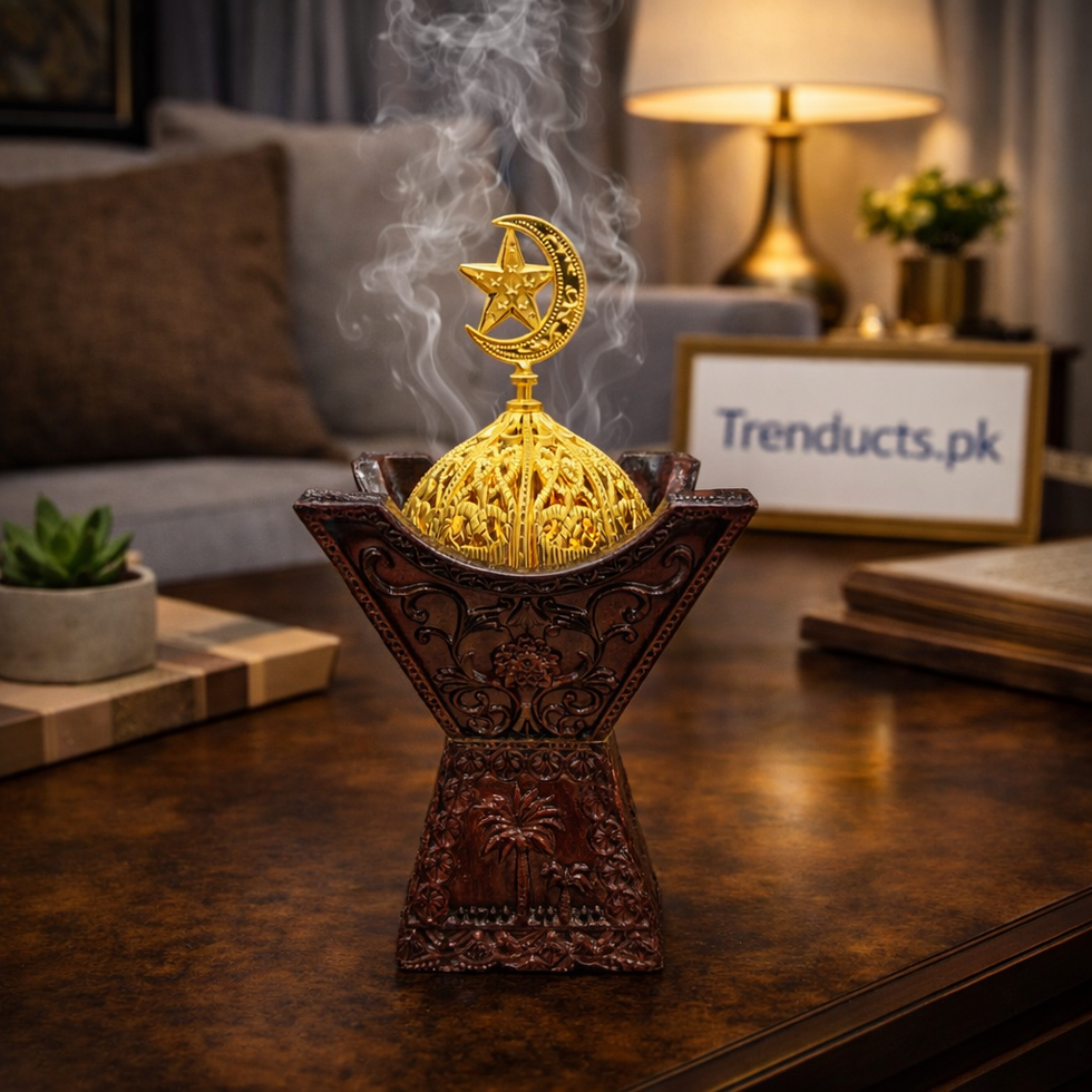 Premium Porcelain Luban Dan – Luxury Metallic Incense Burner for Oud & Bakhoor (Random Design and Color)