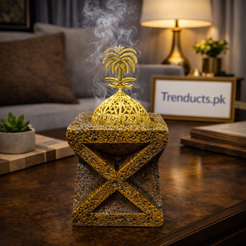 Premium Porcelain Luban Dan – Luxury Metallic Incense Burner for Oud & Bakhoor ZZ