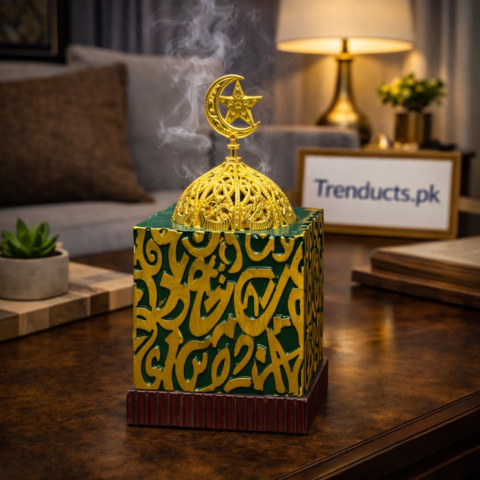 Premium Porcelain Luban Dan – Luxury Metallic Incense Burner for Oud & Bakhoor (Random Design and Color)