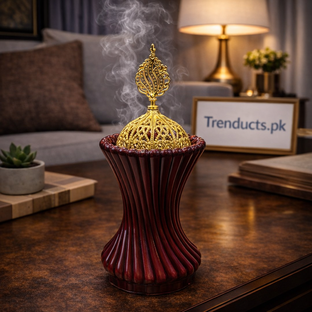 Premium Porcelain Luban Dan – Luxury Metallic Incense Burner for Oud & Bakhoor ZZ