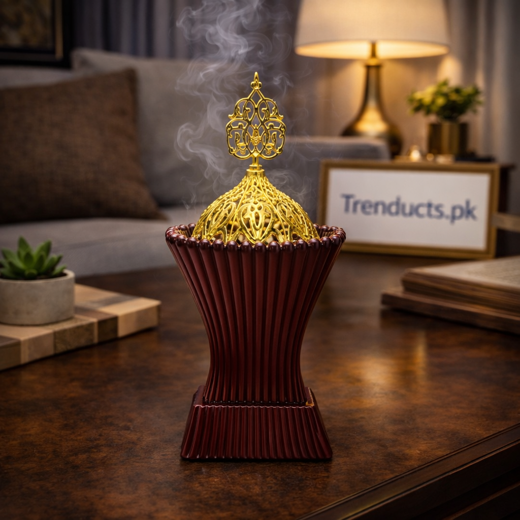 Premium Porcelain Luban Dan – Luxury Metallic Incense Burner for Oud & Bakhoor ZZ