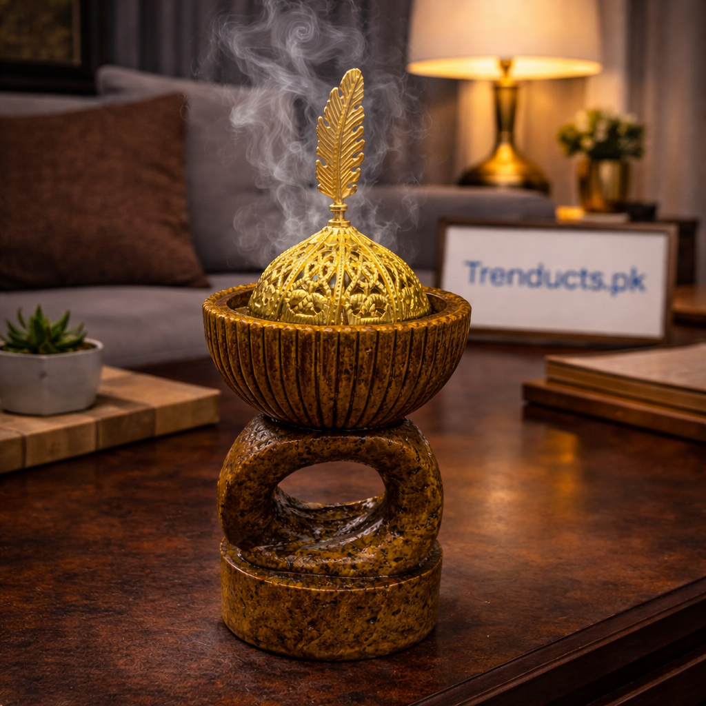 Premium Porcelain Luban Dan – Luxury Metallic Incense Burner for Oud & Bakhoor ZZ