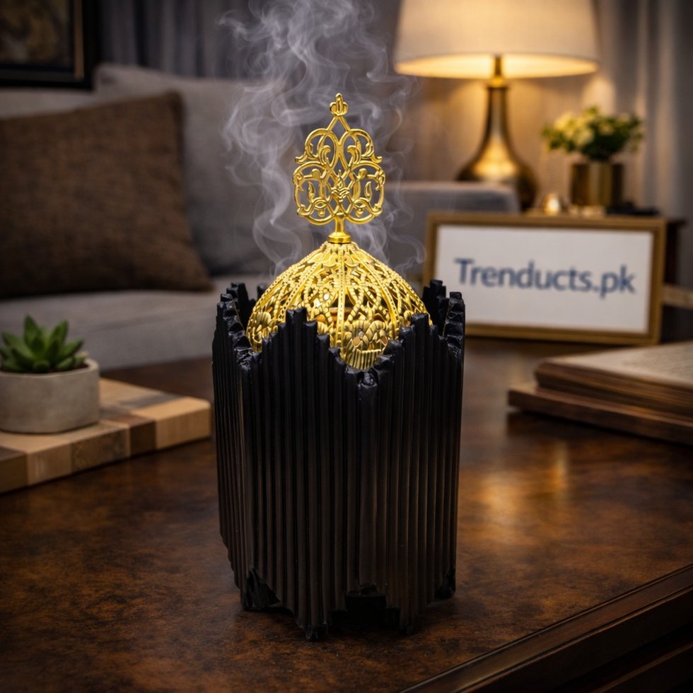 Premium Porcelain Luban Dan – Luxury Metallic Incense Burner for Oud & Bakhoor (Random Design and Color)