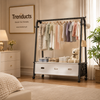 Minimalist Heavy Duty Clothing Stand with Bottom Storage & Wheels