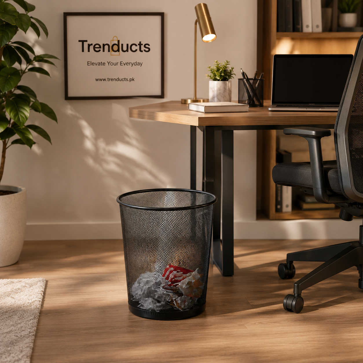 Metal Mesh Trash Can – Rustproof Wire Waste Bin