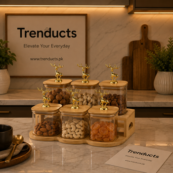 Multi-Tier Canisters - Luxury Glass Jar Set with Wooden Stand
