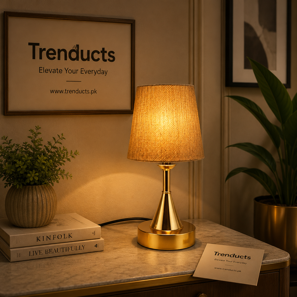 Metallic Gold Bedside Accent Lamp