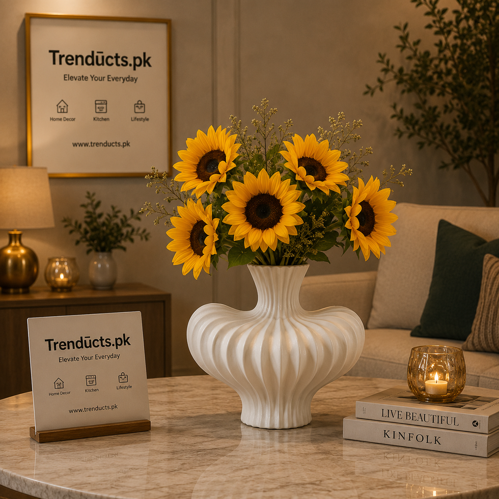 Modern Ribbed Origami-Style PVC Flower Vase