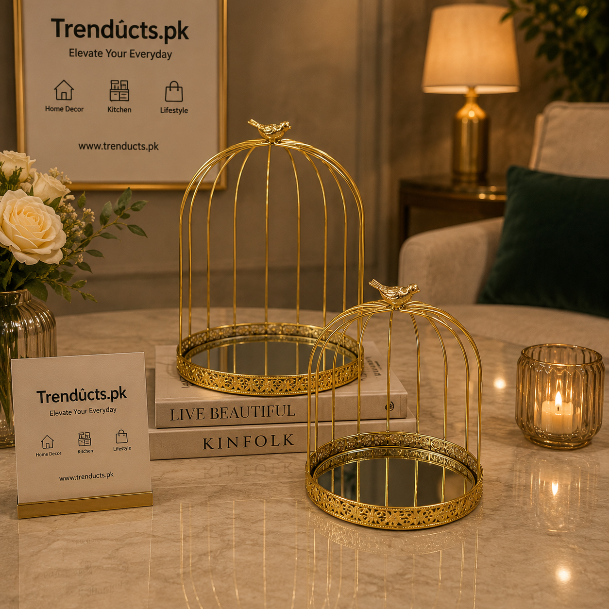 Luxury Gilded Metal Tabletop Decor Accent Sets (Set of 2)