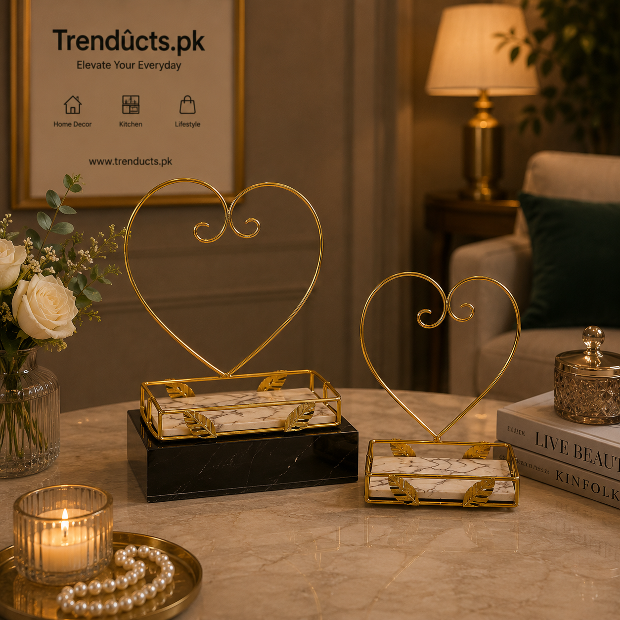 Luxury Gilded Metal Tabletop Decor Accent Sets (Set of 2)