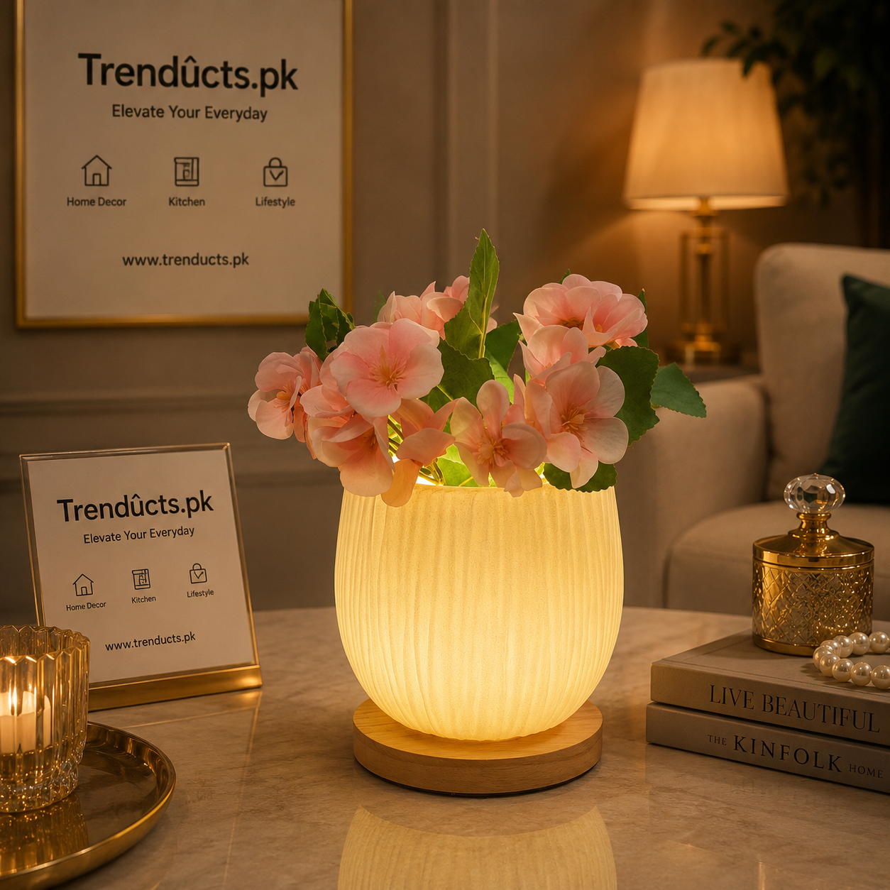 2-in-1 Dual-Function PVC Flower Vase LED Table Lamp