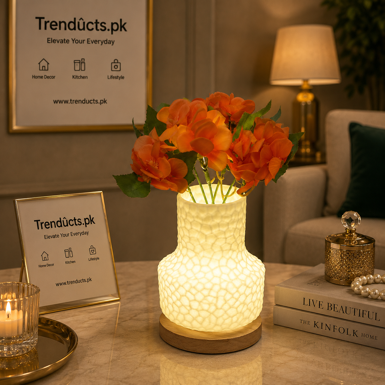 2-in-1 Dual-Function PVC Flower Vase LED Table Lamp