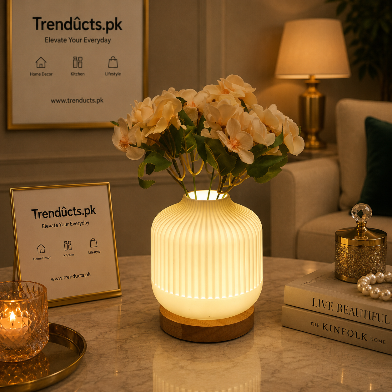 2-in-1 Dual-Function PVC Flower Vase LED Table Lamp