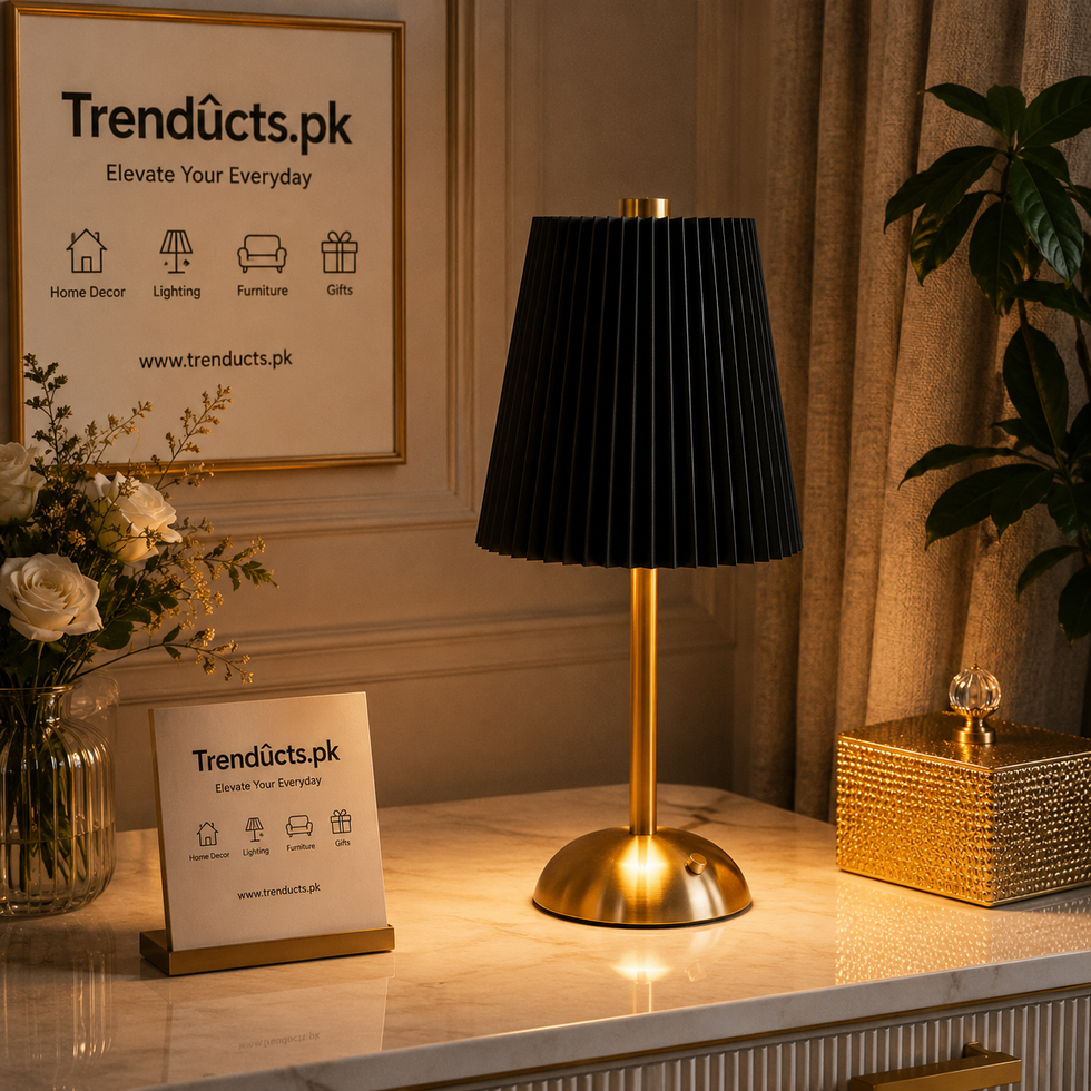 Nordic Pleated Fabric Shade LED Cordless Table Lamp