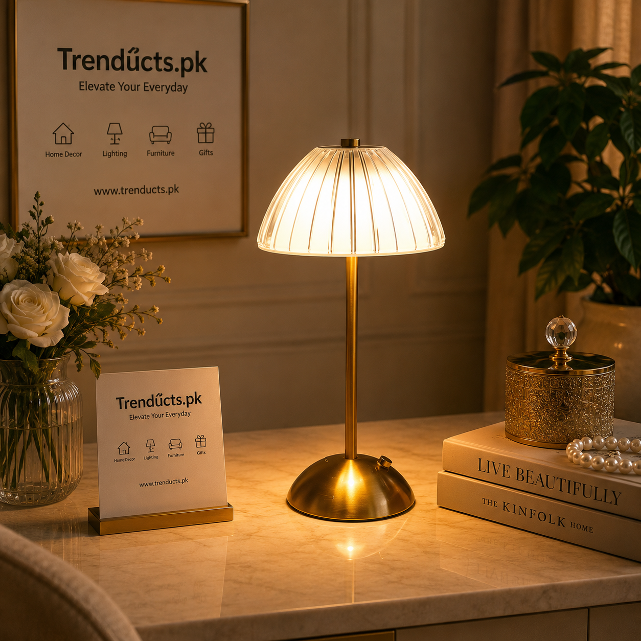 Luxury LED Atmosphere Desk Lamp – USB Rechargeable Dimmable Night Light