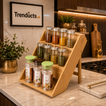 Foldable 3-Tier Bamboo Spice Rack Organizer