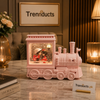 Romantic Couple Snow Globe Pink Train Decor