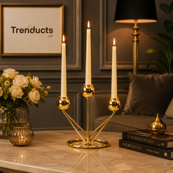 Vintage Imperial 3 Head Gold Candle Stand Showpiece