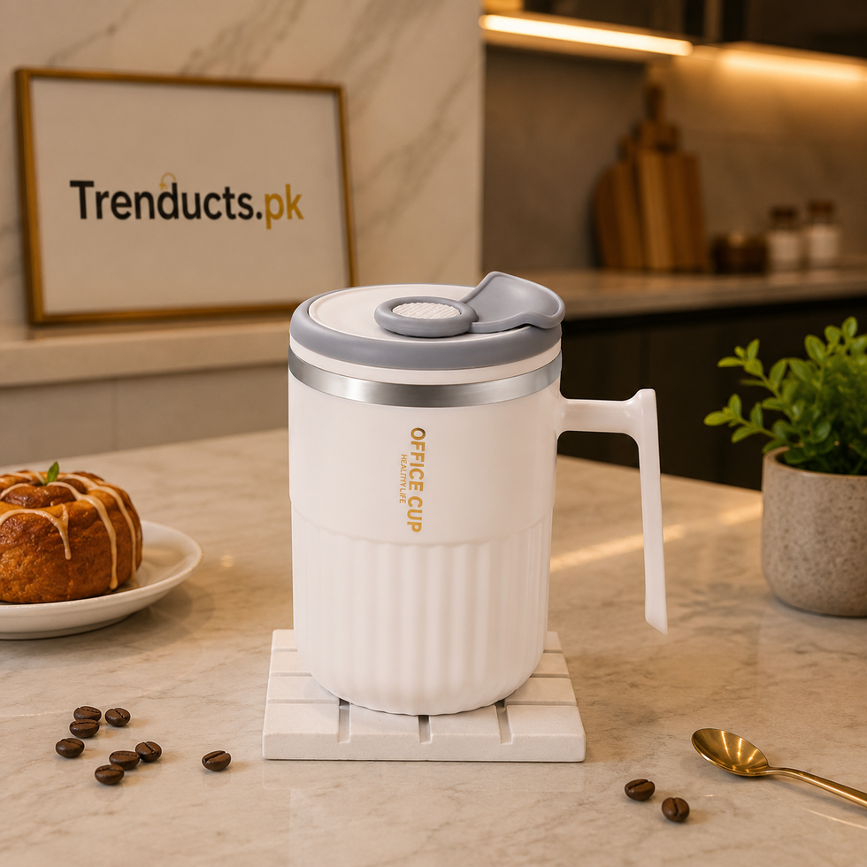 Premium Insulated Stainless Steel Coffee Mug with Straw (450ml)