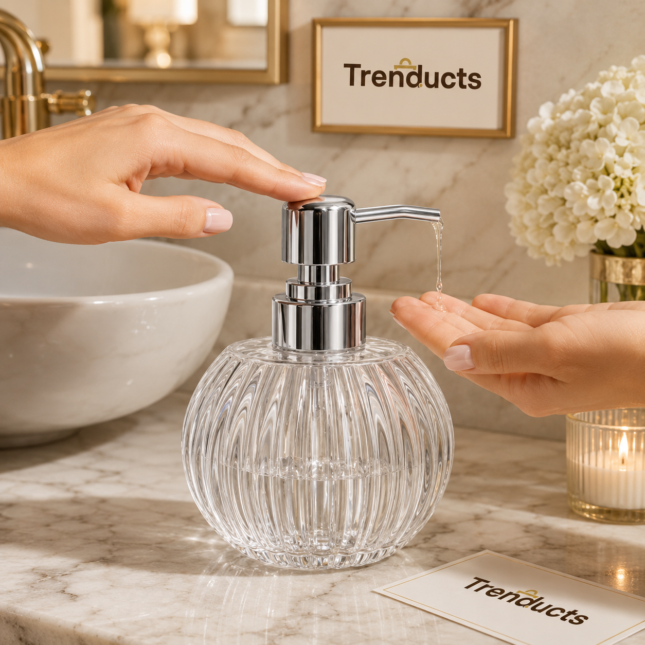 Premium Acrylic Soap Dispenser with Stainless Steel Pump