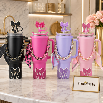 Stanley Tumbler Bow Accessories Set – Straw Topper, Silicone Boot & Scarf Handle