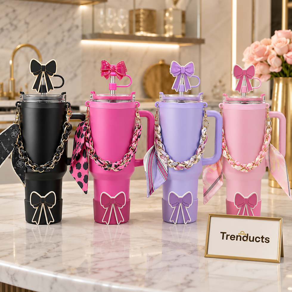 Stanley Tumbler Bow Accessories Set – Straw Topper, Silicone Boot & Scarf Handle