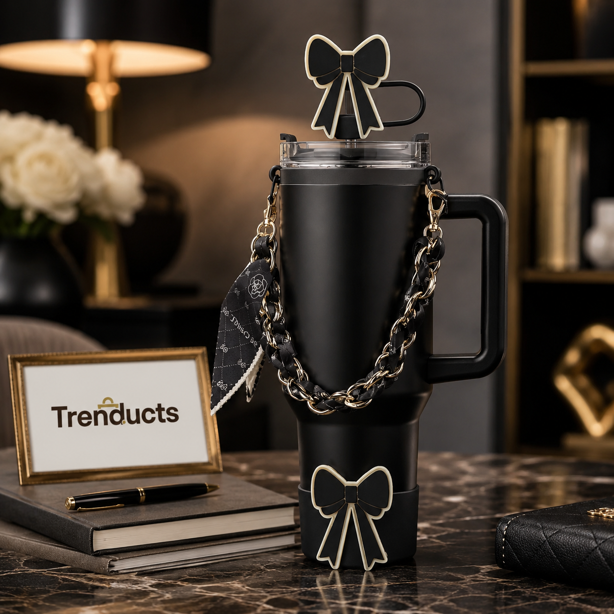 Stanley Tumbler Bow Accessories Set – Straw Topper, Silicone Boot & Scarf Handle