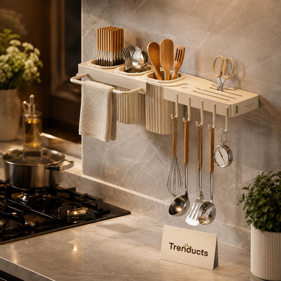 Wall-Mounted Corner Knife Rack – Rotatable Chopstick Holder & Utensil Organizer