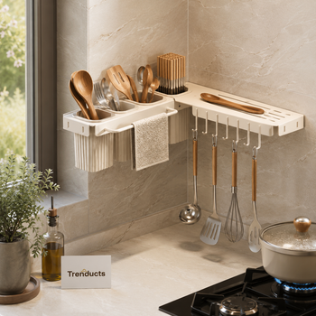 Wall-Mounted Corner Knife Rack – Rotatable Chopstick Holder & Utensil Organizer
