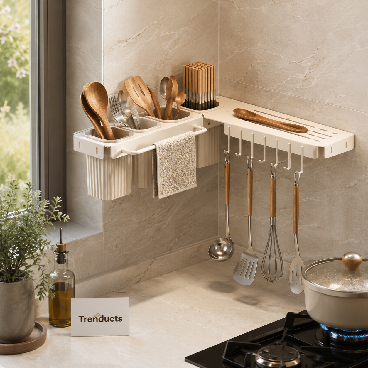 Wall-Mounted Corner Knife Rack – Rotatable Chopstick Holder & Utensil Organizer