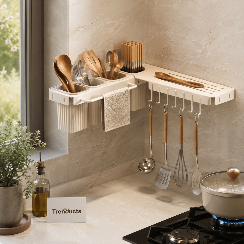 Wall-Mounted Corner Knife Rack – Rotatable Chopstick Holder & Utensil Organizer
