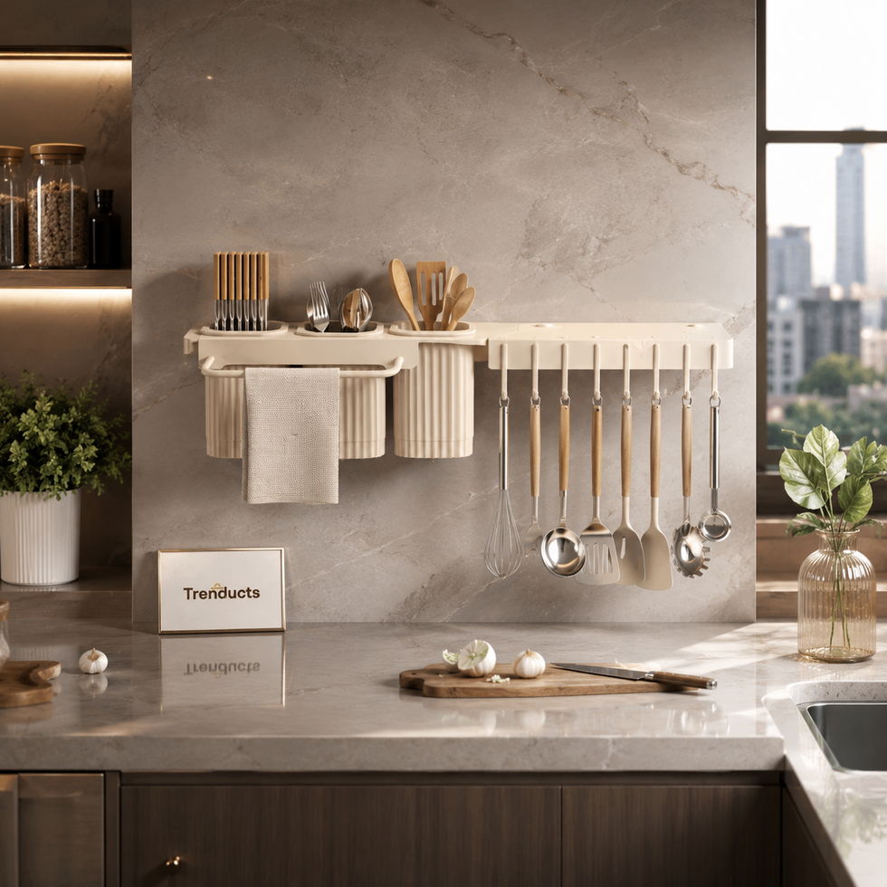 Wall-Mounted Corner Knife Rack – Rotatable Chopstick Holder & Utensil Organizer