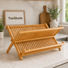 Premium Bamboo Dish Drying Rack – Foldable Dish Drainer