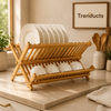 Premium Bamboo Dish Drying Rack – Foldable Dish Drainer