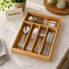 Bamboo Cutlery Tray - 5-Compartment Kitchen Drawer Organizer